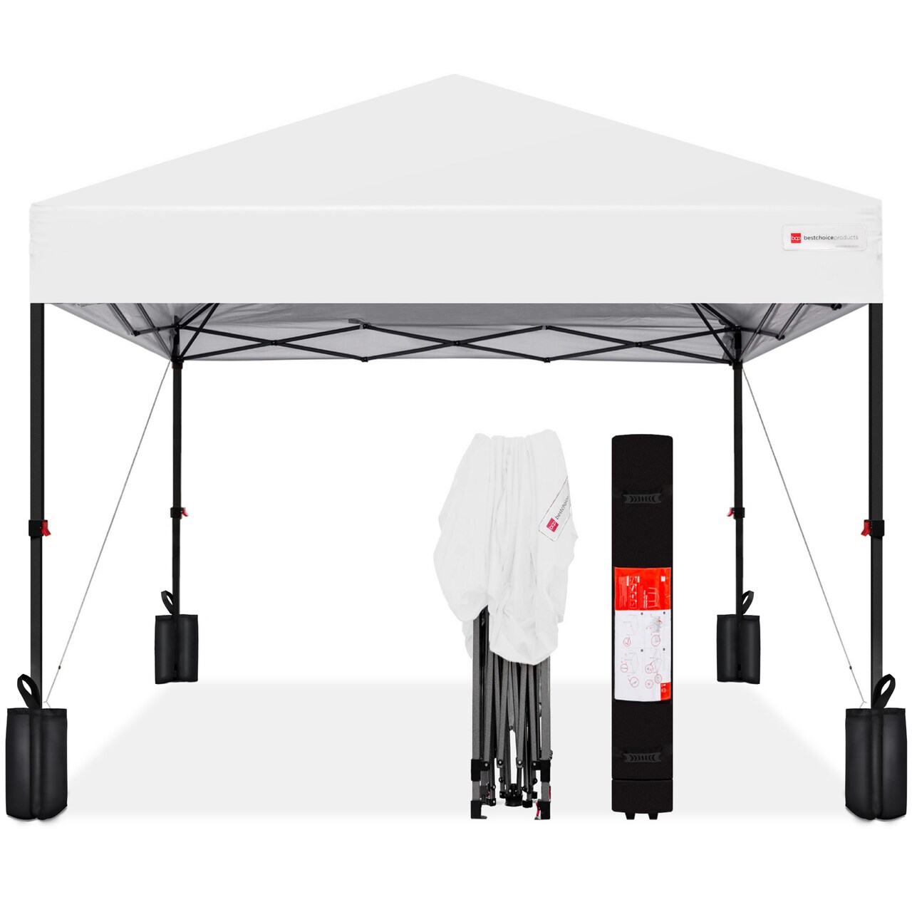 Best Choice Products 8x8ft Easy Setup Pop Up Canopy w/ 1-Button Setup, Wheeled Case, 4 Weight Bags